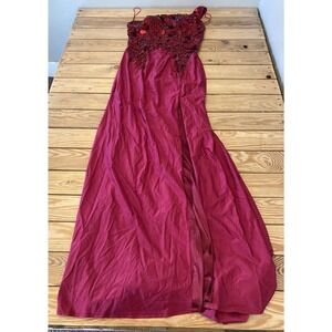 Rosemore Couture Sequin Bodice One Shoulder Ball Gown Size Large Women’s Red